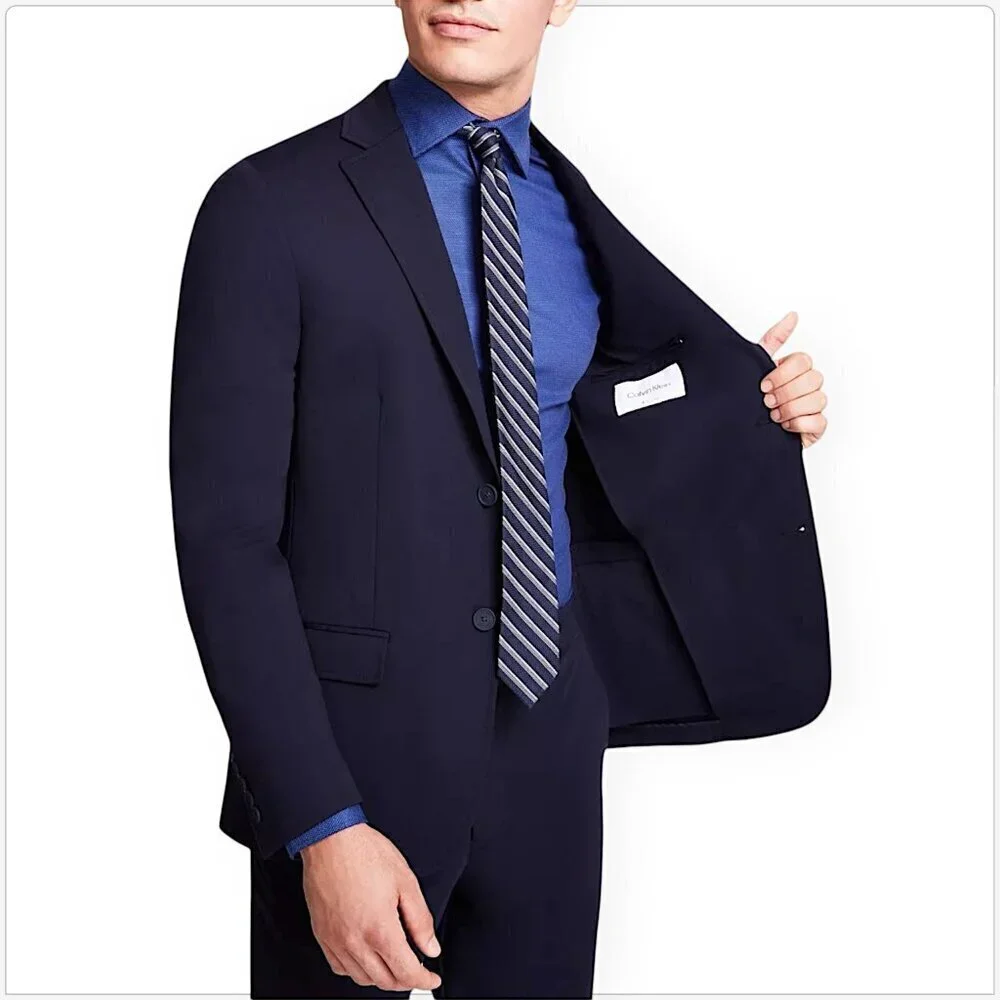 Calvin Klein Navy Malbin Slim Fit Stretch Wool Sport Coat Jacket NWT New 42R